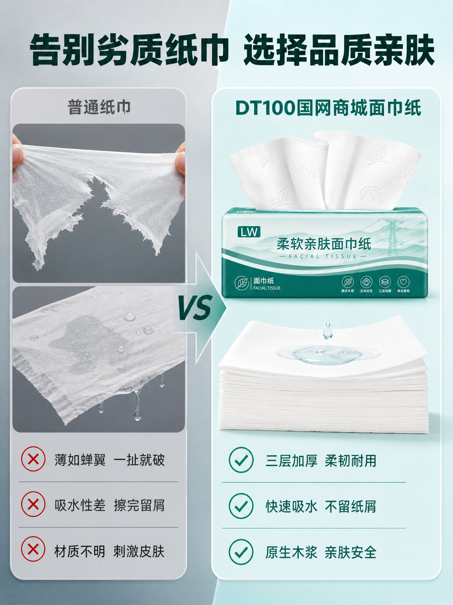 [商品] 使用【图1】DT100国网商城柔软亲肤面巾纸；保留包… - 图片创意预览