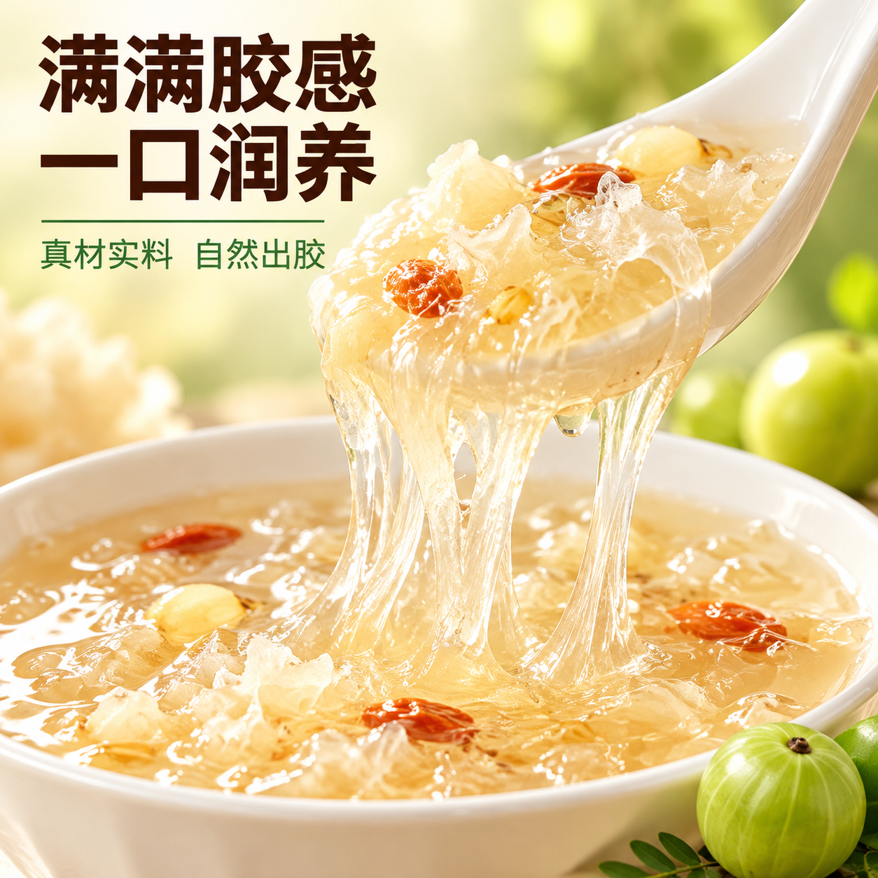 [主图-3] 胶质质感卖点图，放大展示银耳羹的拉丝胶质细节，强… - 图片创意预览