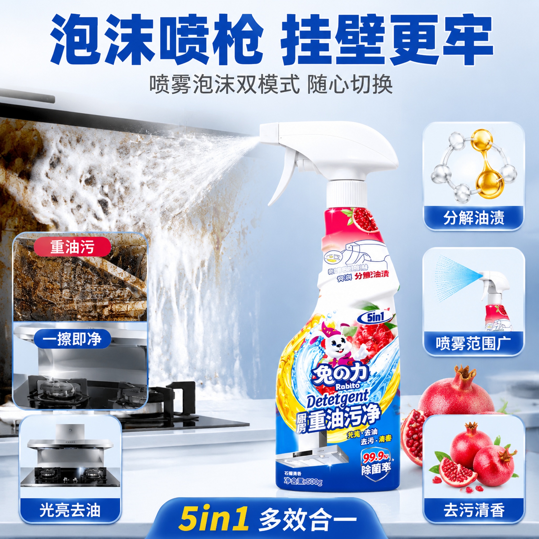 [主图-2] 核心功效卖点图 泡沫喷枪挂壁持久 [氛围风格]… - 图片创意预览