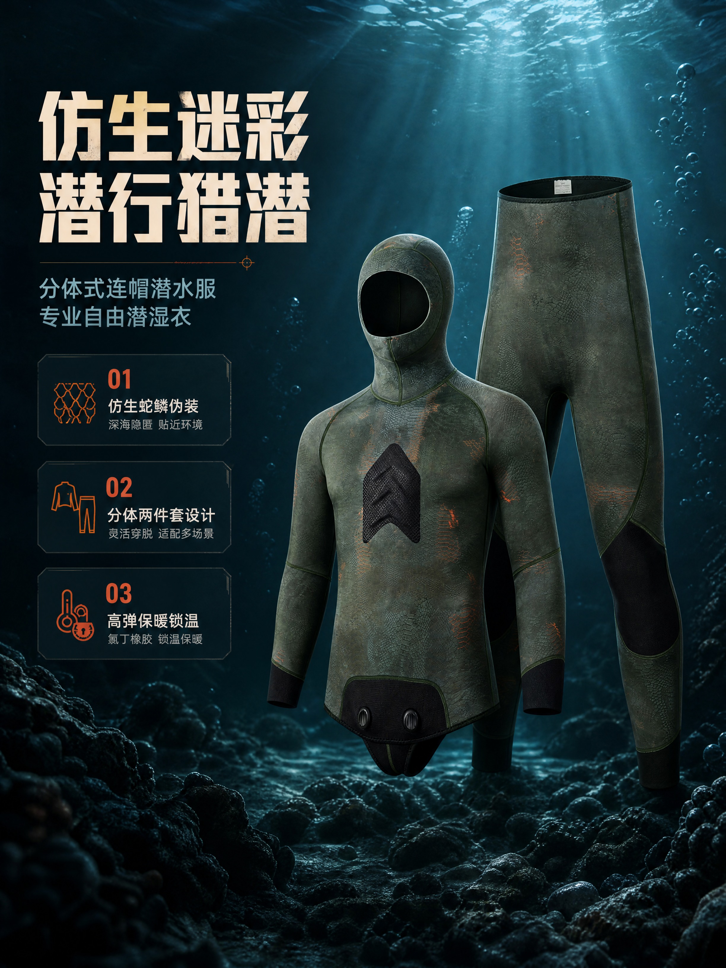[商品] 使用【图1】【图4】分体式连帽潜水服套装（连帽上衣+… - 图片创意预览