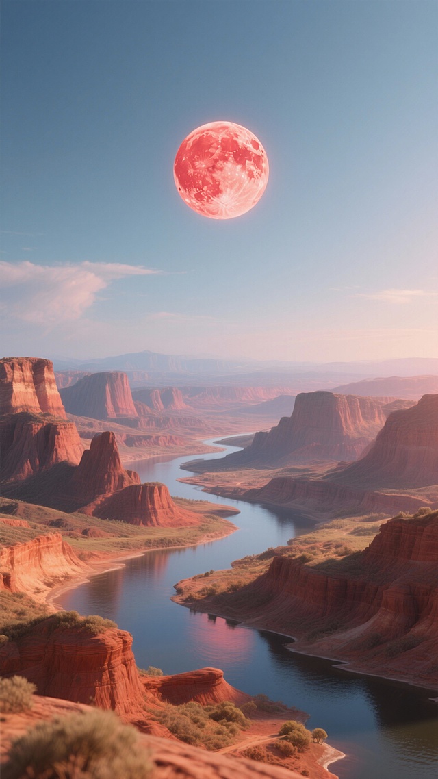 分析参考图，生成50张圆月的壁纸背景图。注意：每一张都是单独完整的图片，不要多张图拼接；每一张图中只能有一个月亮，不能有多个月亮同时存在。