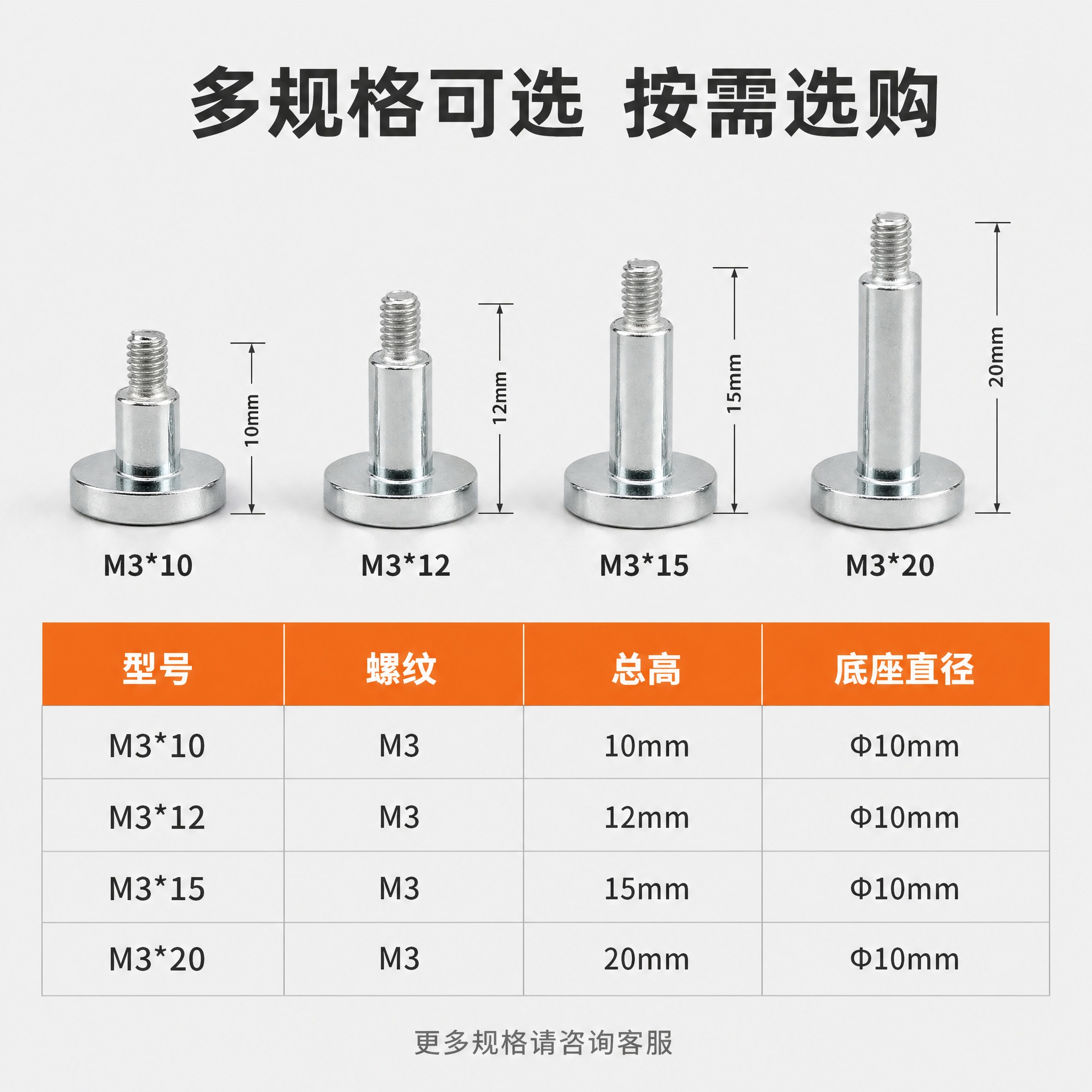 [主图-4] LED磁柱规格选型图，多规格阵列展示不同长度尺寸… - 图片创意预览
