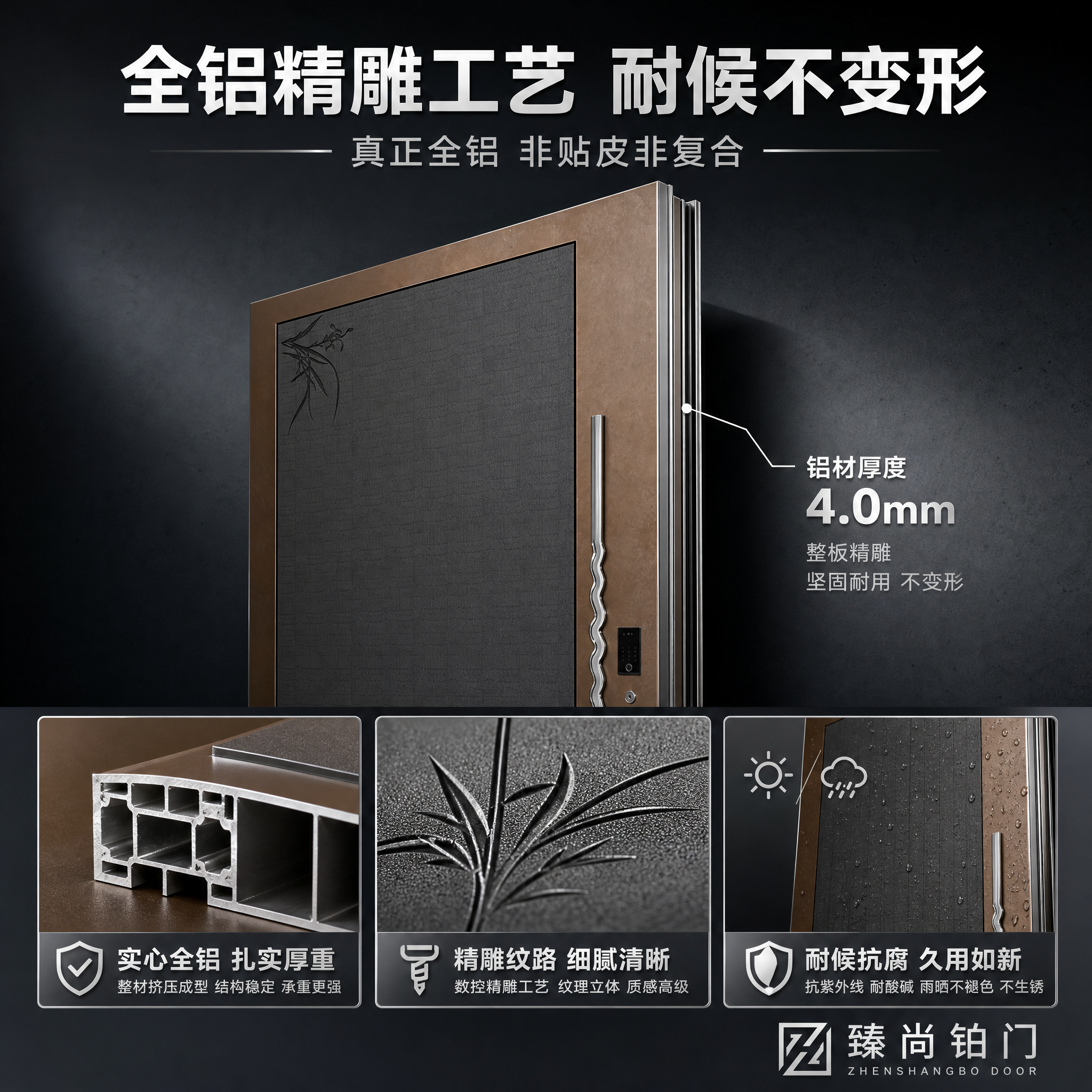 [主图-3] 材质工艺细节图，核心任务是展示全铝精雕工艺的材质… - 图片创意预览