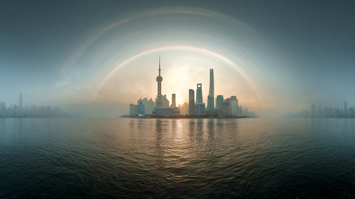 2026 Year of the Horse Spring Festival, panoramic view of Shanghai Bund in early morning mist, Orien预览效果