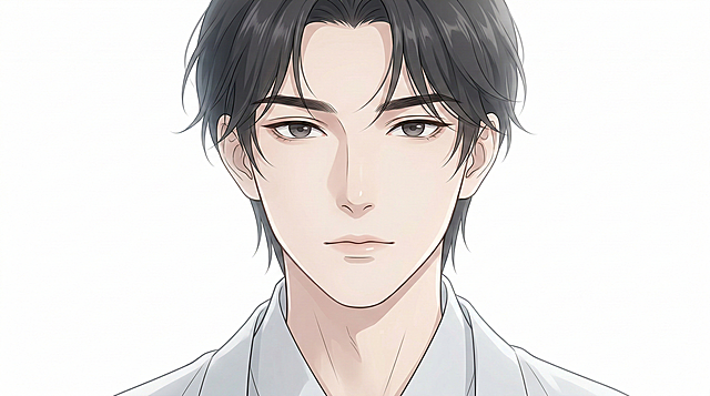 二维国漫风格，沈知言面部特写，清冷温柔长相，眉眼清冽柔和，眼型修长，眼神干净温润，鼻梁高挺精致，唇形清浅，脸型流畅秀气，肤色白皙细腻，神态安静疏离又温柔，发丝轻盈，五官刻画精致，纯白背景，氛围感清冷治愈