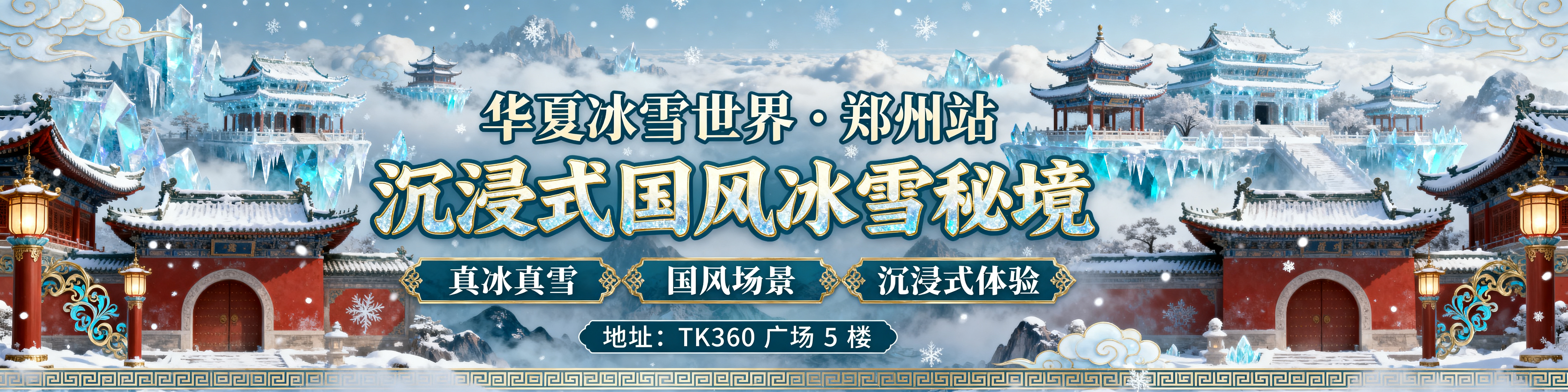 62米宽15.5米高开业巨幕设计，纯正盛唐国风冰雪秘境风格，远… - 图片创意预览