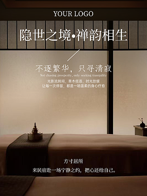 酒店民宿高级感简约设计小红书封面手机海报