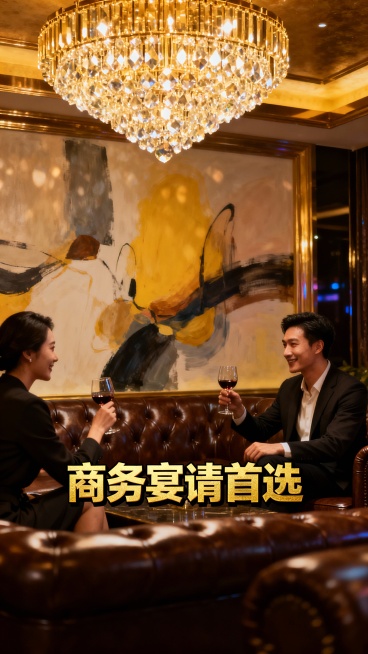 生成50张商务娱乐KTV的照片，图片加入一些文字预览效果
