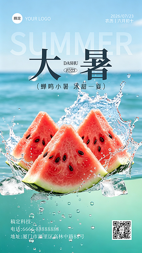 大暑海报清新风
