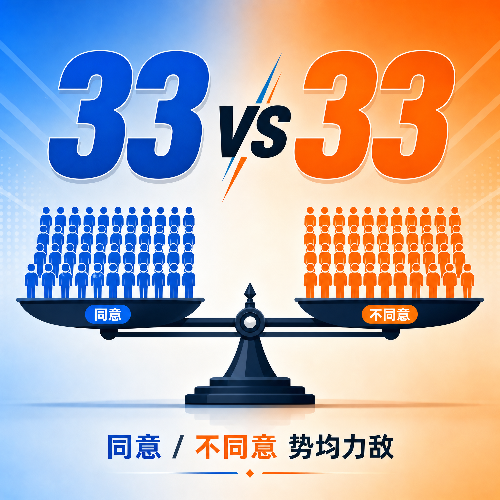 一张创意数据可视化插画，主题是调研结果的势均力敌。画面中央是一… - 图片创意预览