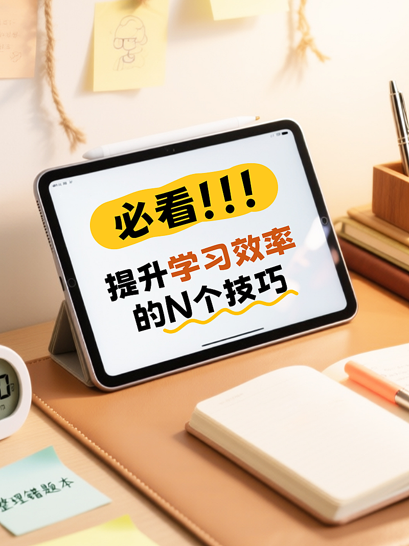 提升学习效率方法分享温馨实景风小红书封面