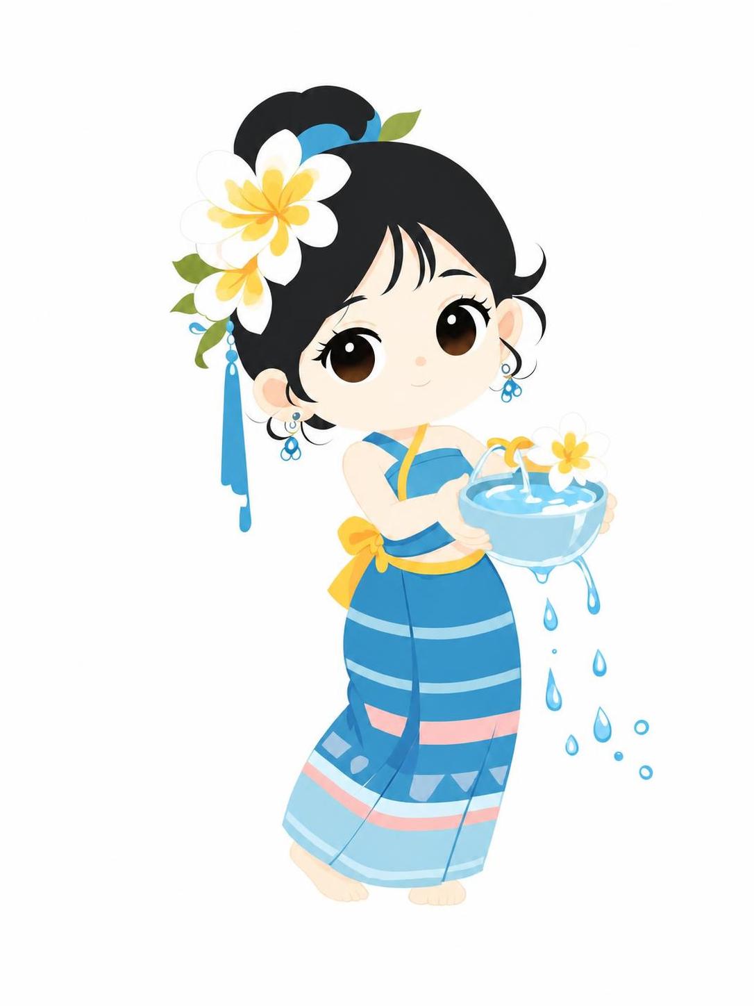 将背景改为纯白色，保持无描边平涂插画风格，人物面部无腮红，其余… - 图片创意预览