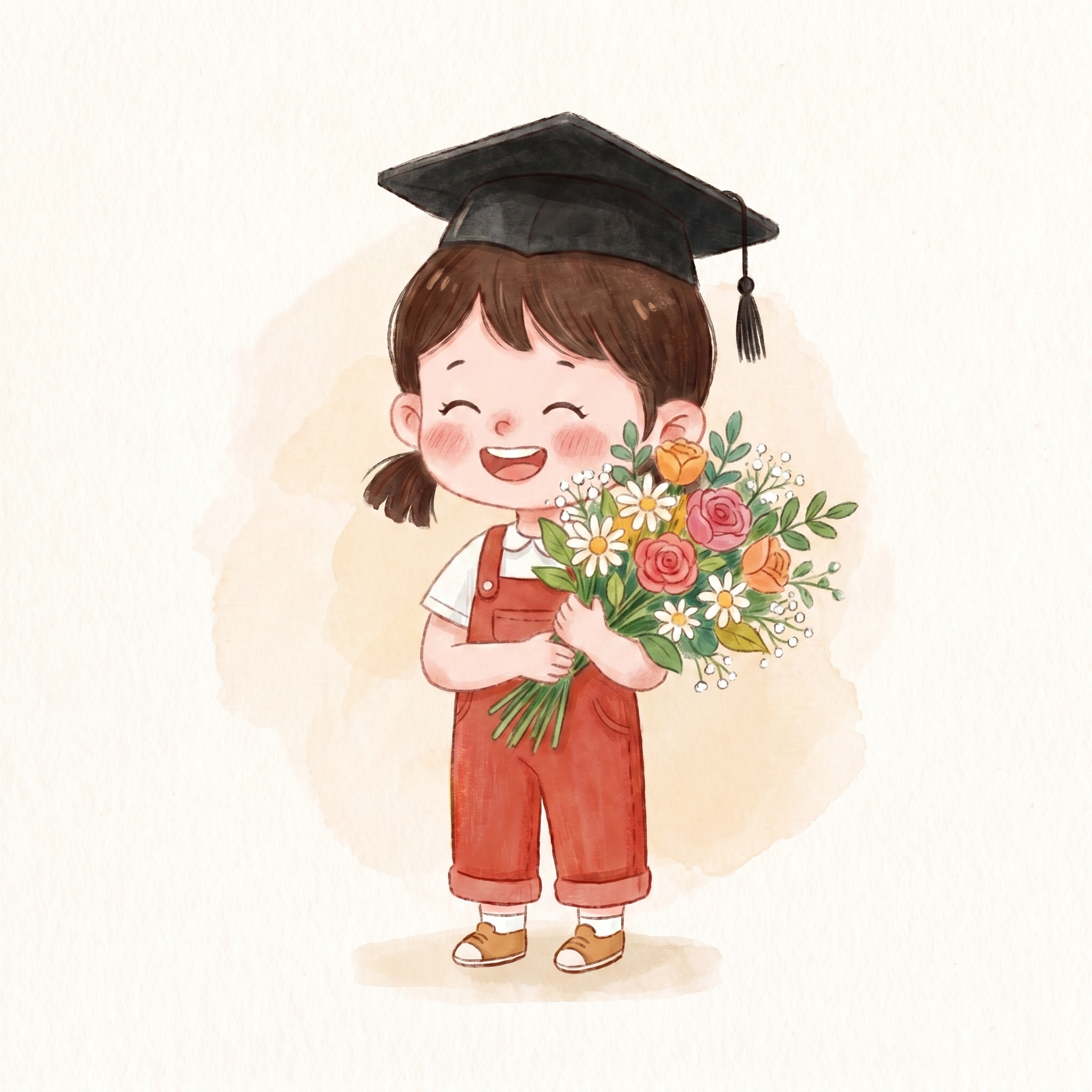 去掉小女孩背着的书包，将头上的皇冠替换为毕业学士帽，小女孩双手… - 图片创意预览