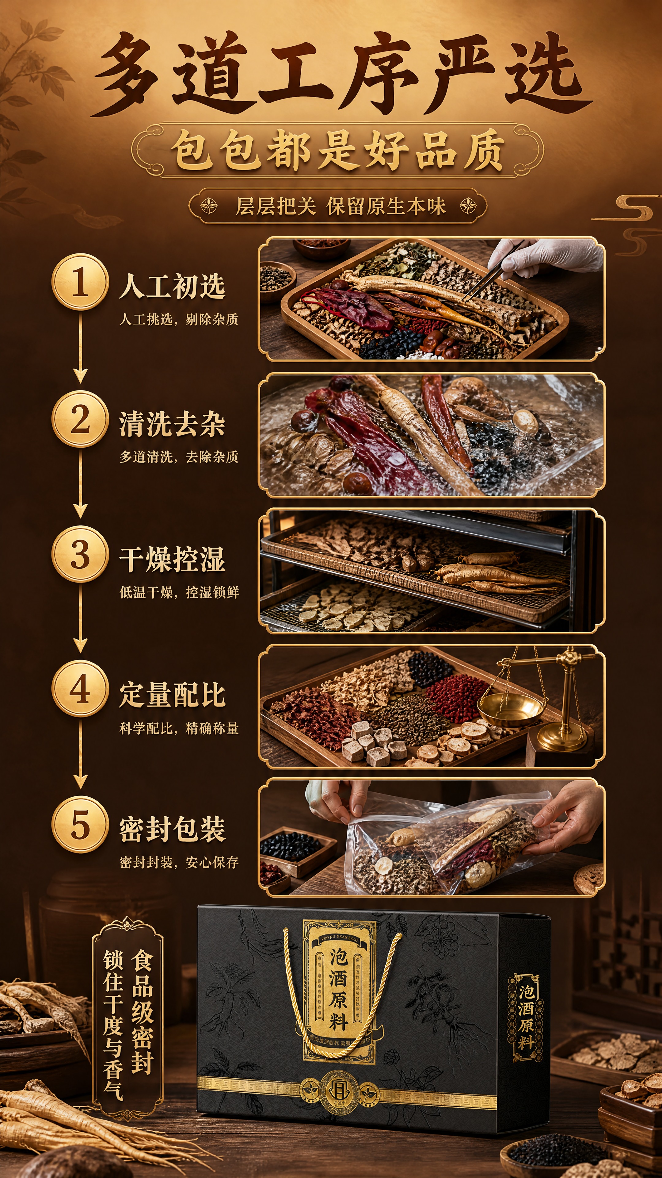[商品] 使用【图1】泡酒料原料组合和【图2】礼盒包装；原料作… - 图片创意预览
