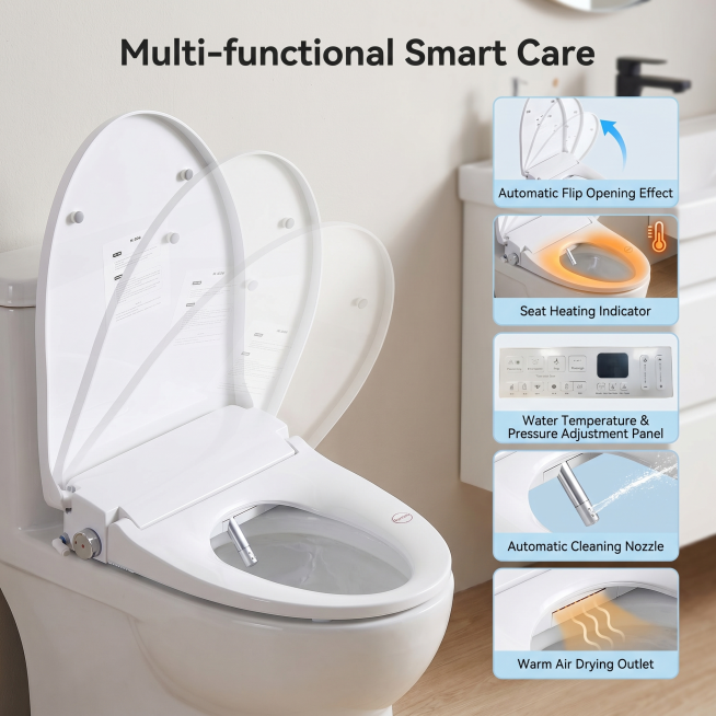 [Main Image 2] Core function display of smart bidet seat. [Atmosphere Style] Cozy healing home style预览效果