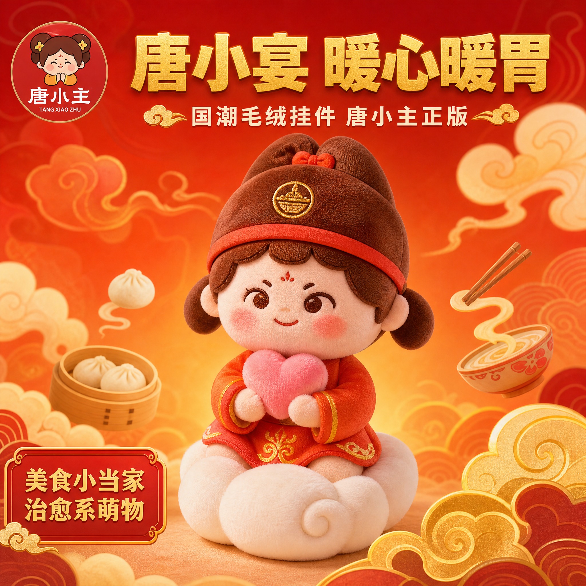 [主图-1] 唐小主唐小宴毛绒玩偶首图，国风美食家造型吸睛展示… - 图片创意预览