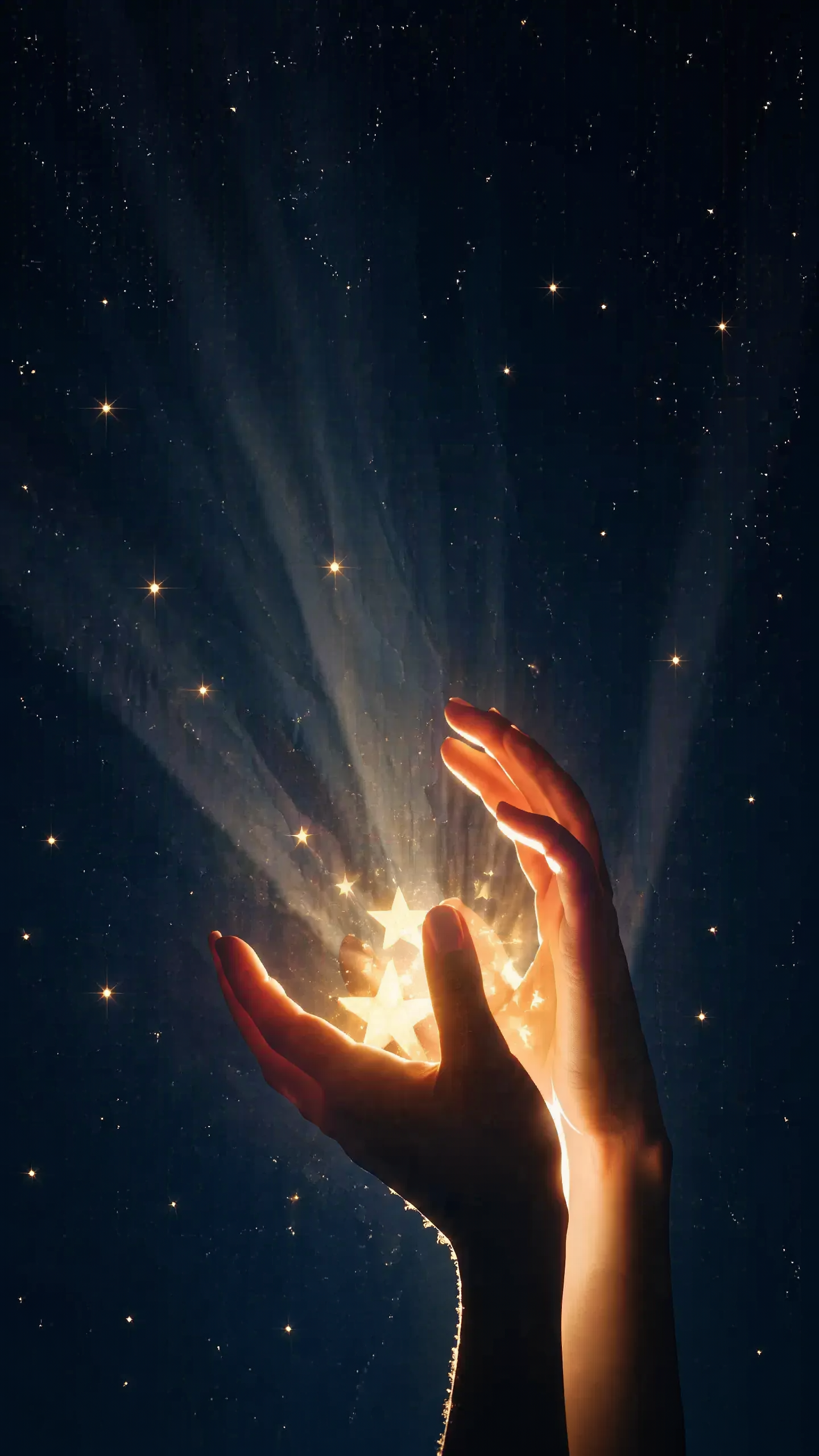 修改为竖屏照片，增加星星的数量，背景调整为深蓝色渐变到黑色，保… - 图片创意预览