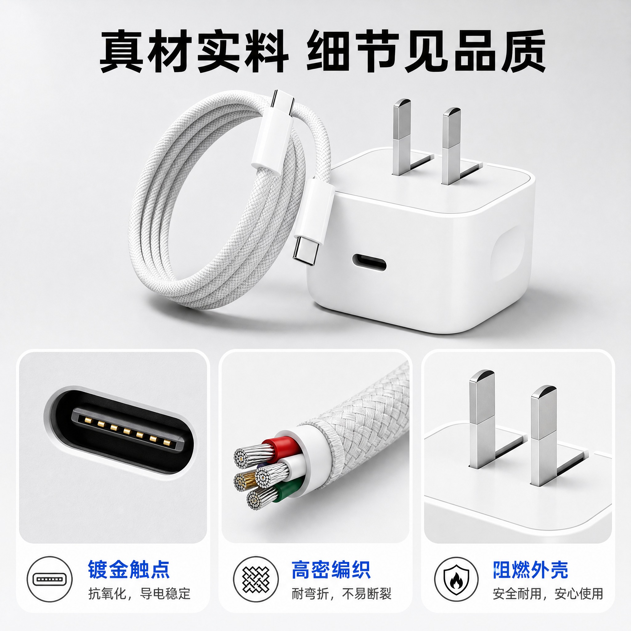 [主图-3] 60W AVS快充充电器套装 产品结构与细节证据… - 图片创意预览