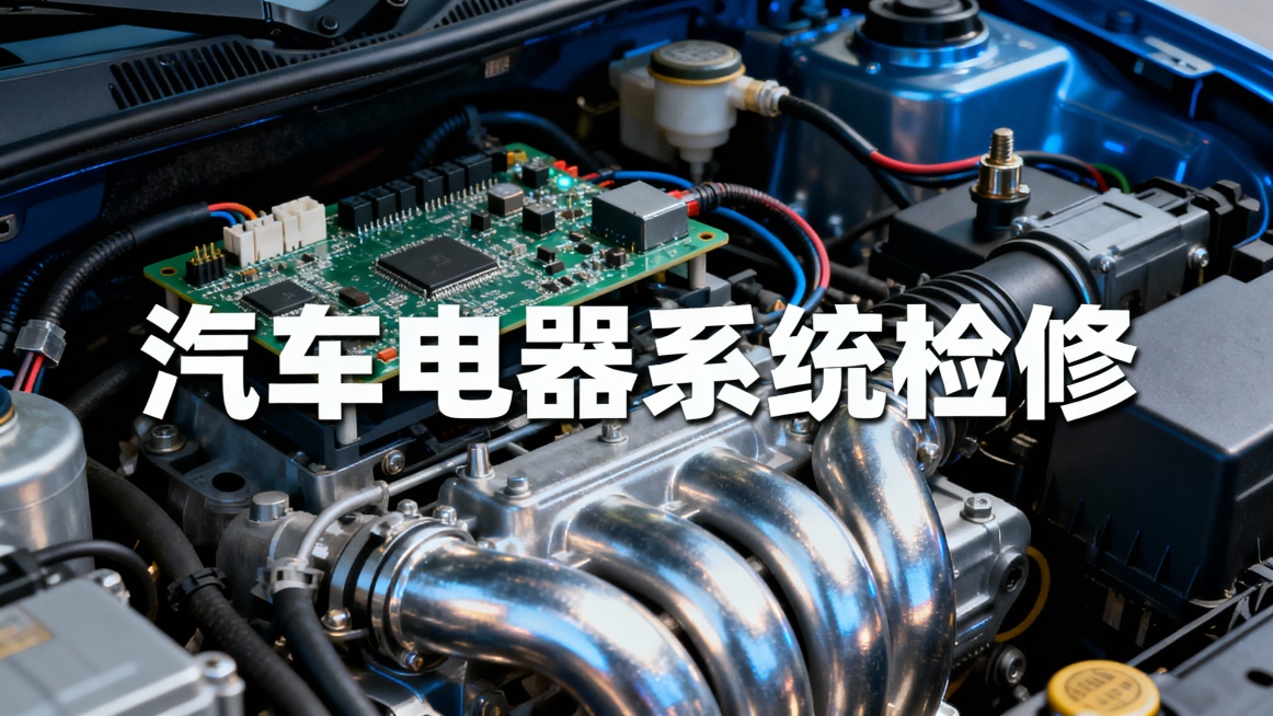 《汽车电器系统检修》请帮我生成一个这个课程封面，尺寸为400 * 225预览效果
