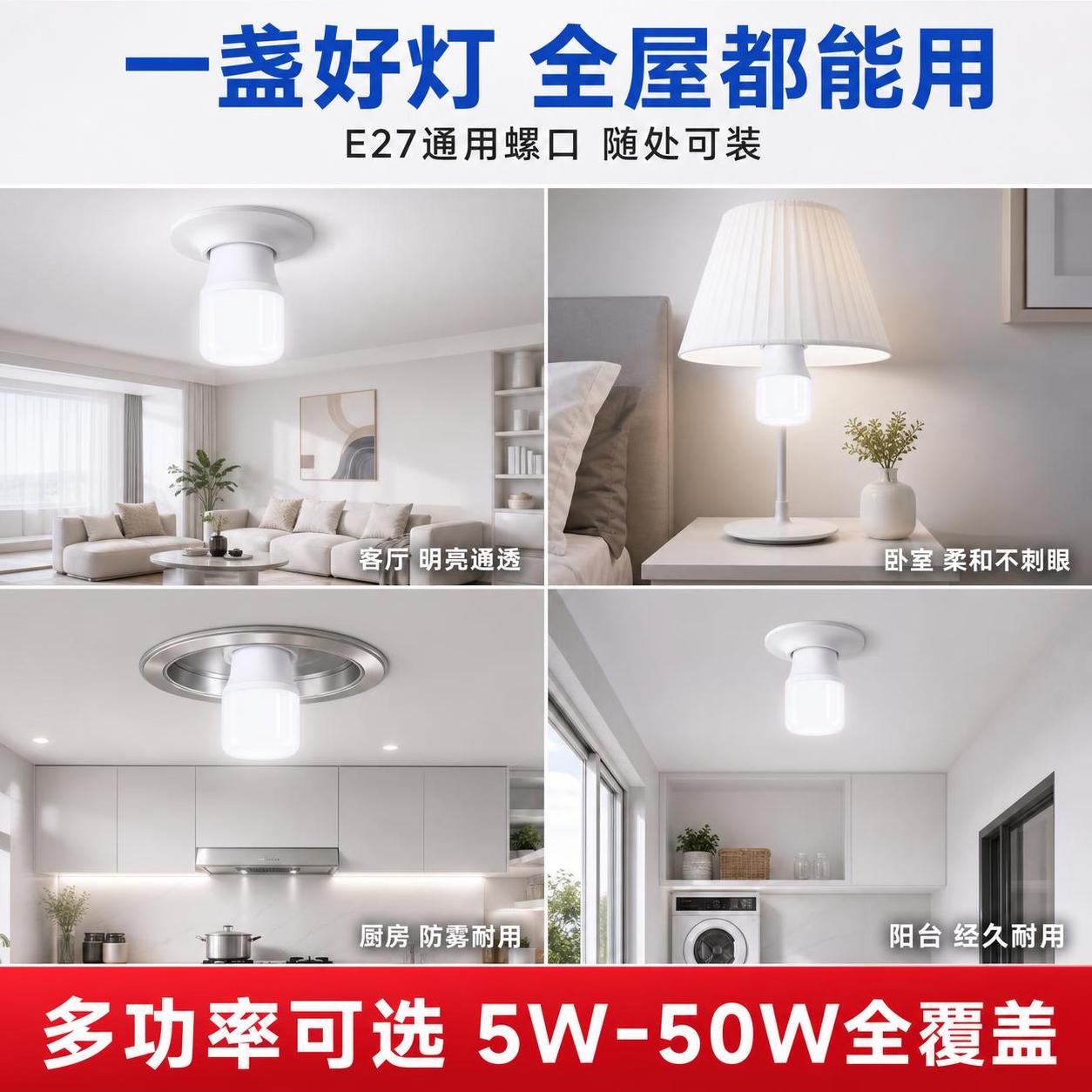 [主图-4] 正泰LED灯泡多场景适用展示图，多格拼图版式。… - 图片创意预览