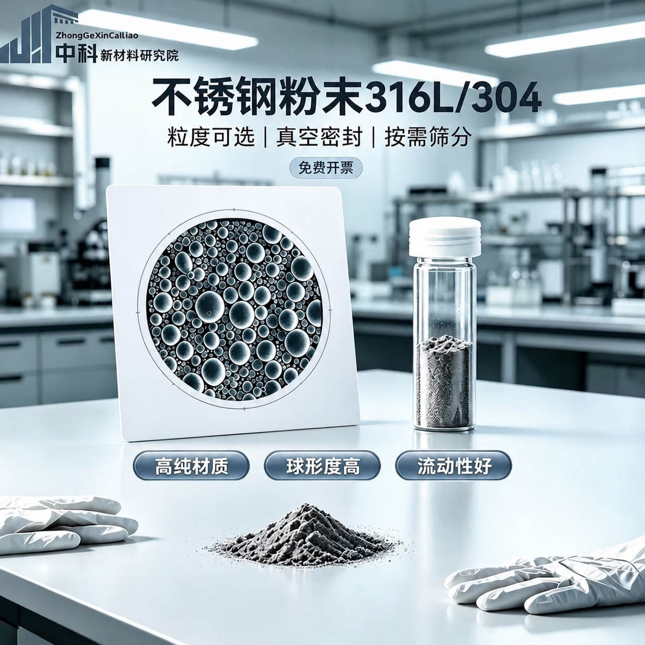 将图中主标题文字改为“不锈钢粉末316L/304”，其余文字、… - 图片创意预览