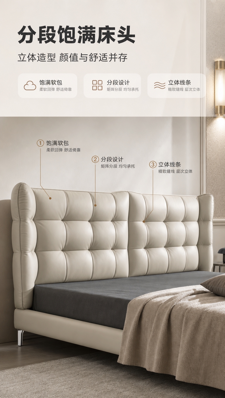 [商品] 使用【图1】M2527肌肉床；保留浅灰色分段饱满床头… - 图片创意预览