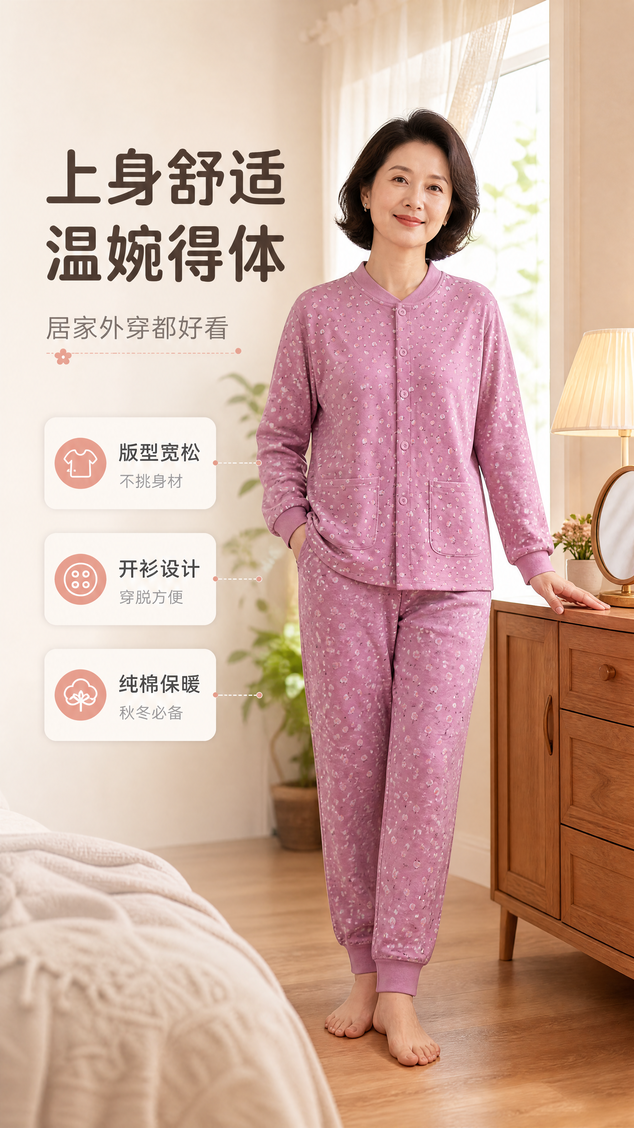 [商品] 使用【图11】豆沙紫色开衫套装；商品处理：保留开襟纽… - 图片创意预览