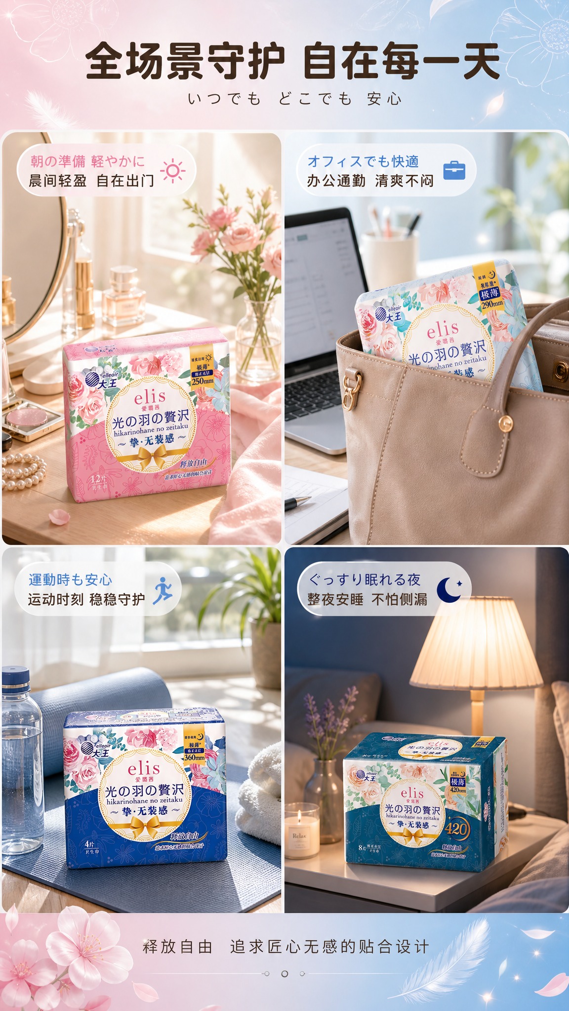 [商品] 使用4款大王爱璐茜卫生巾产品图（250mm日用粉、2… - 图片创意预览