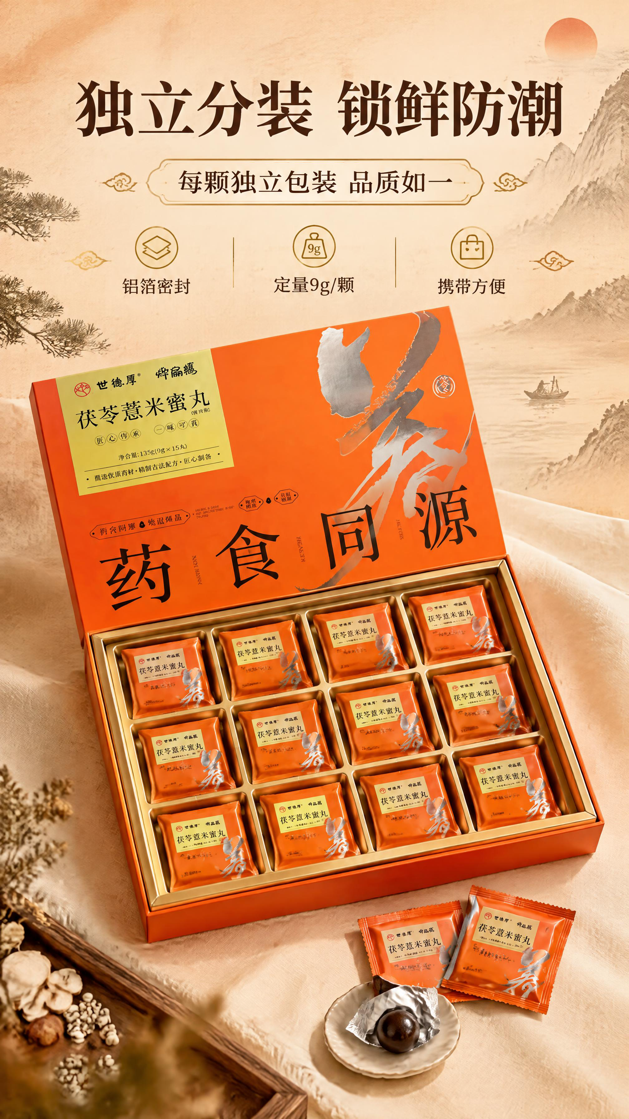 [商品] 使用【图1】茯苓薏米蜜丸礼盒，礼盒开盖展示内部结构，… - 图片创意预览