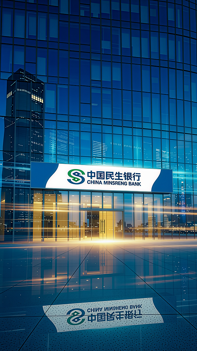 比例：9：16，保持背景不变，中国民生银行招牌改成变正