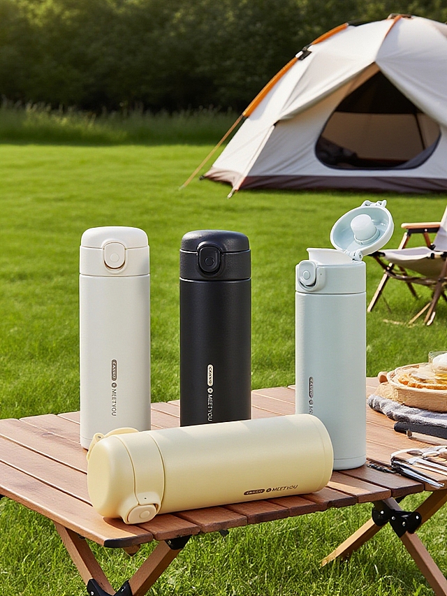 户外露营场景，产品杯子展示情景主图