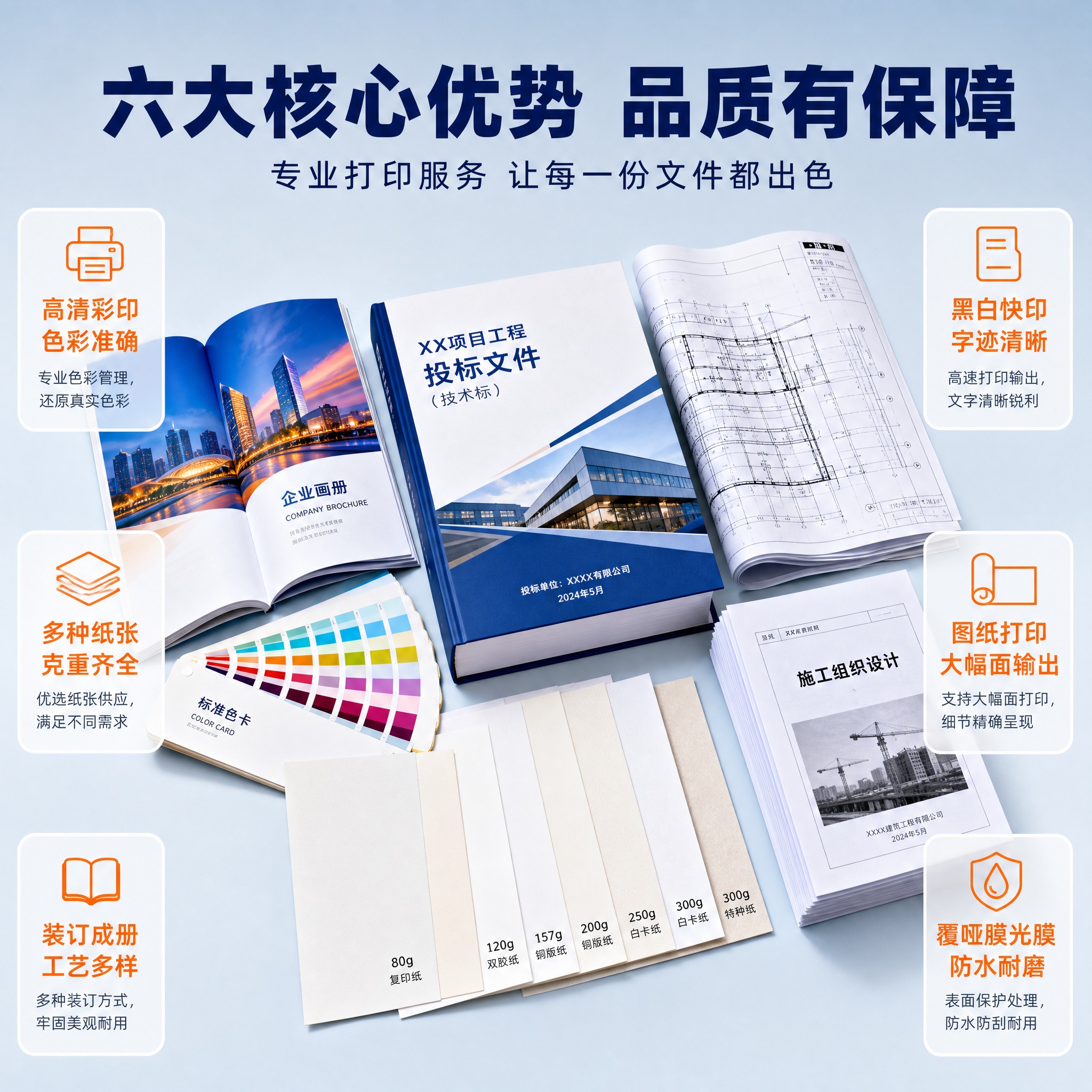 [主图-3] 服务亮点与专业证明，展示打印服务的多项专业能力和… - 图片创意预览