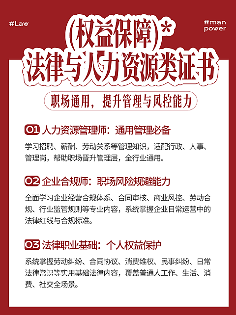红书简约风权益保障法律与人力资源类证书分享小红书内页配图