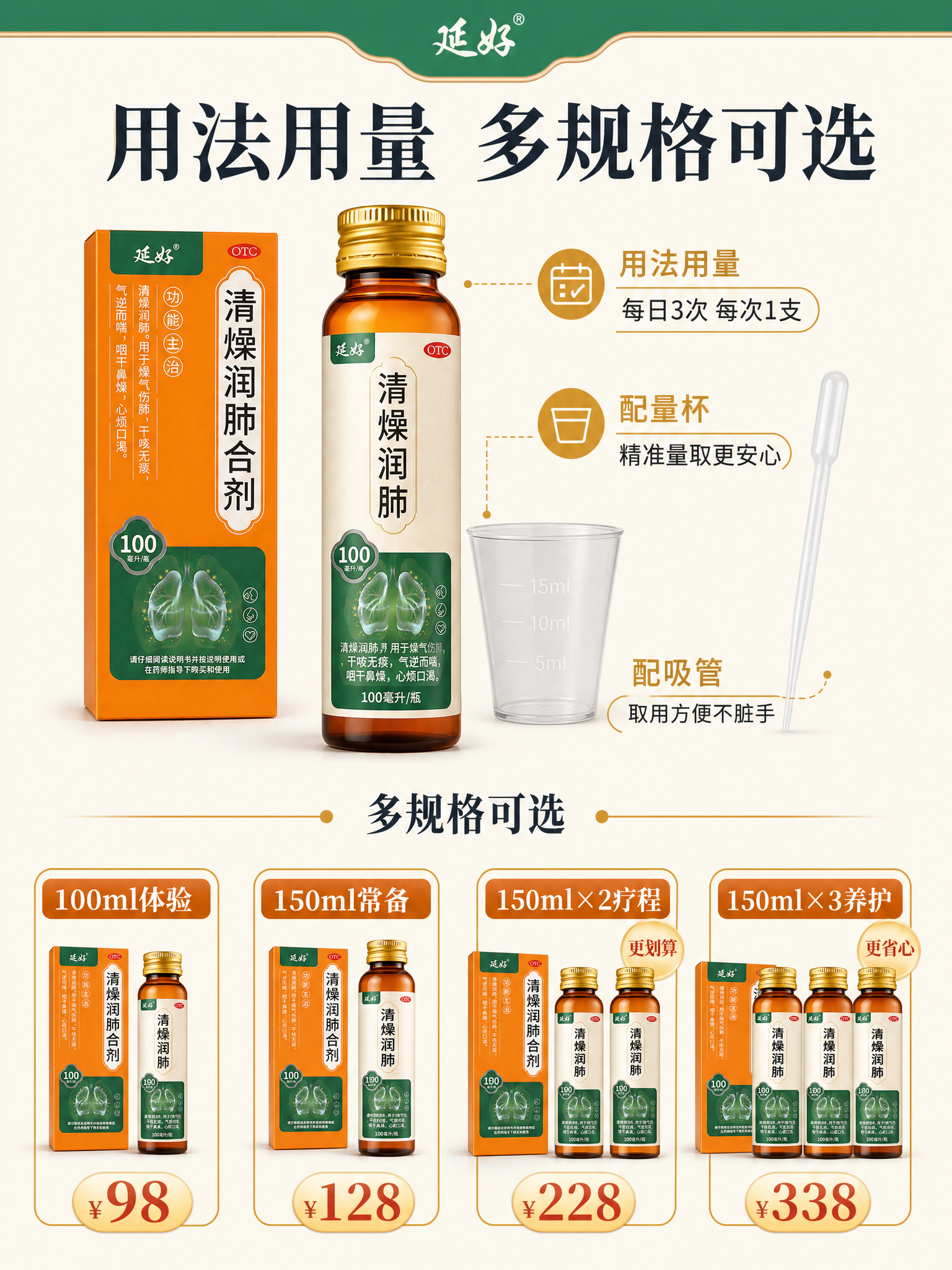 [商品] 使用【图1】延好清燥润肺合剂产品图；保留品牌「延好」… - 图片创意预览