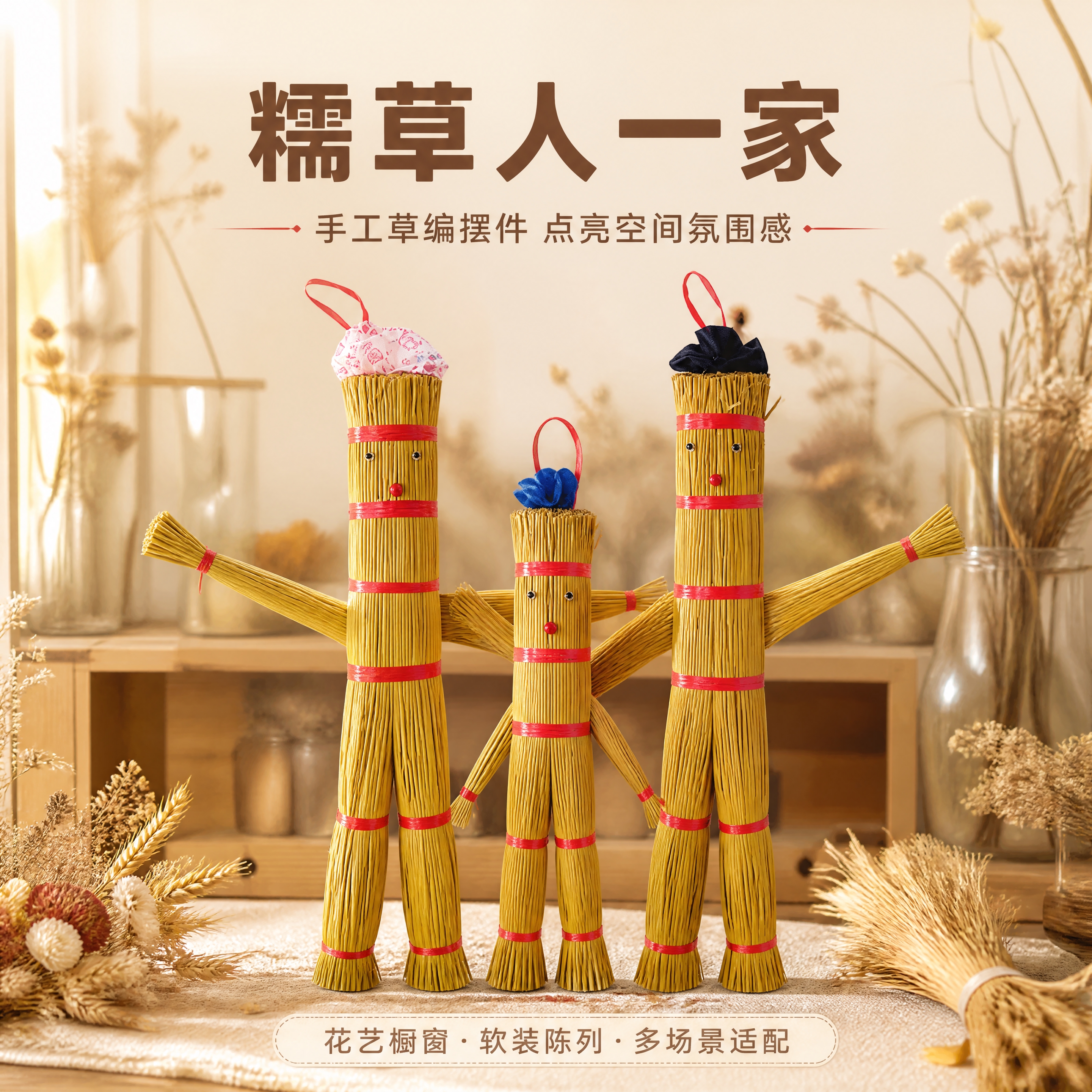 [商品] 使用【图5】糯草人一家草编摆件全家福（大中小三款）；… - 图片创意预览