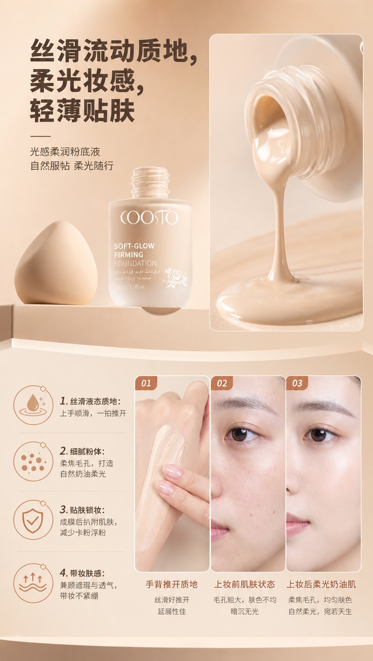 [商品] 使用【图1】COOSTO 光感柔润粉底液，保留磨砂玻… - 图片创意预览