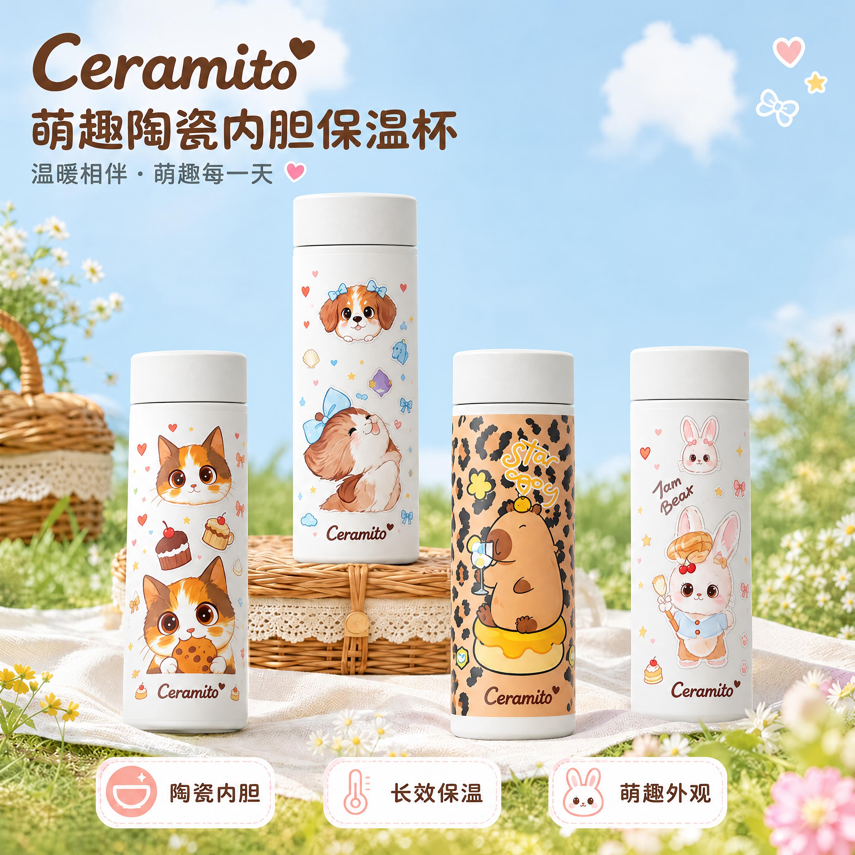 修正图中所有保温杯的杯身和杯盖形状，使其形态端正、比例正常、无… - 图片创意预览