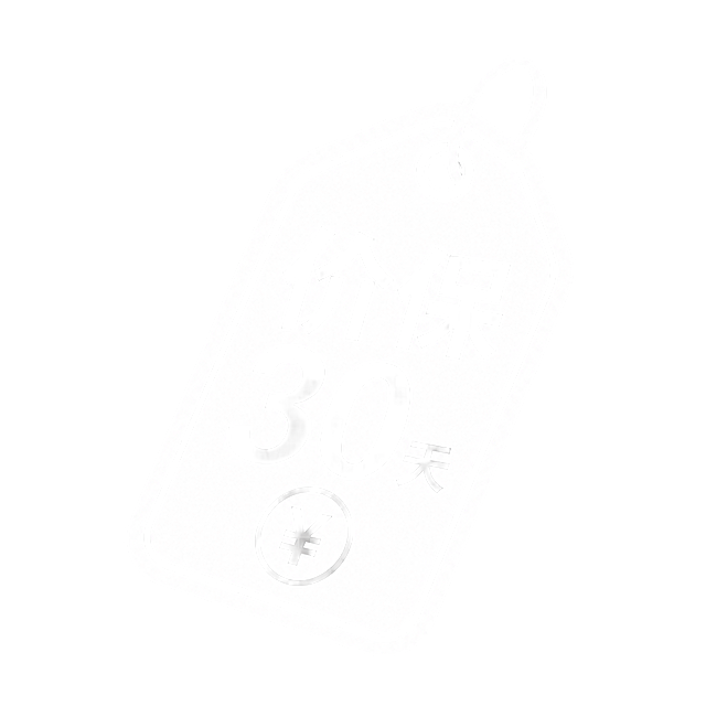 将图中的价保30天标签图标整体颜色变为纯白色，保留所有形状和文字结构不变，保持透明背景，纯白色填充，边缘清晰干净