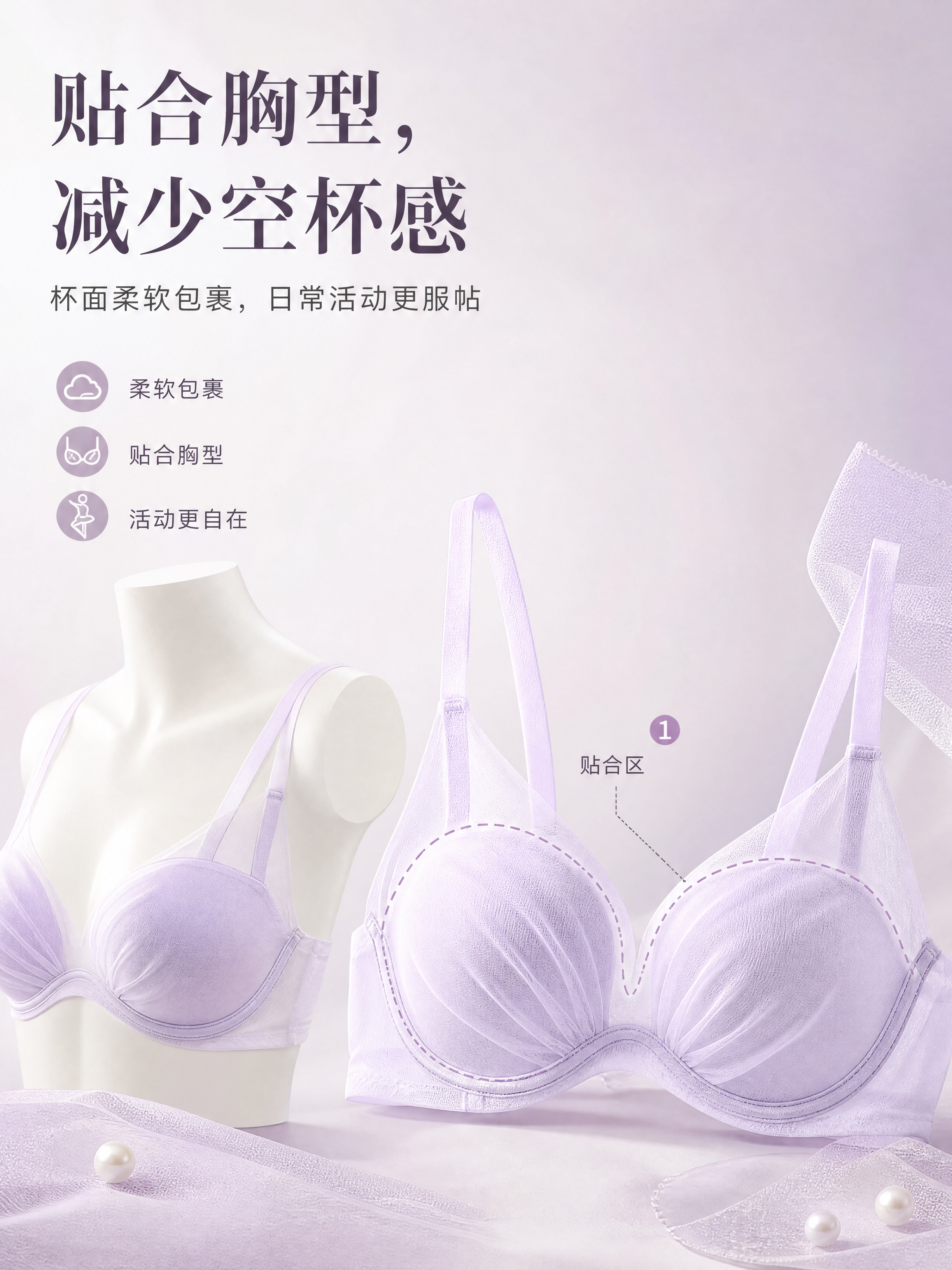 [商品] 使用【图3】浅紫色芬狄诗网纱文胸正面图；商品处理：保… - 图片创意预览