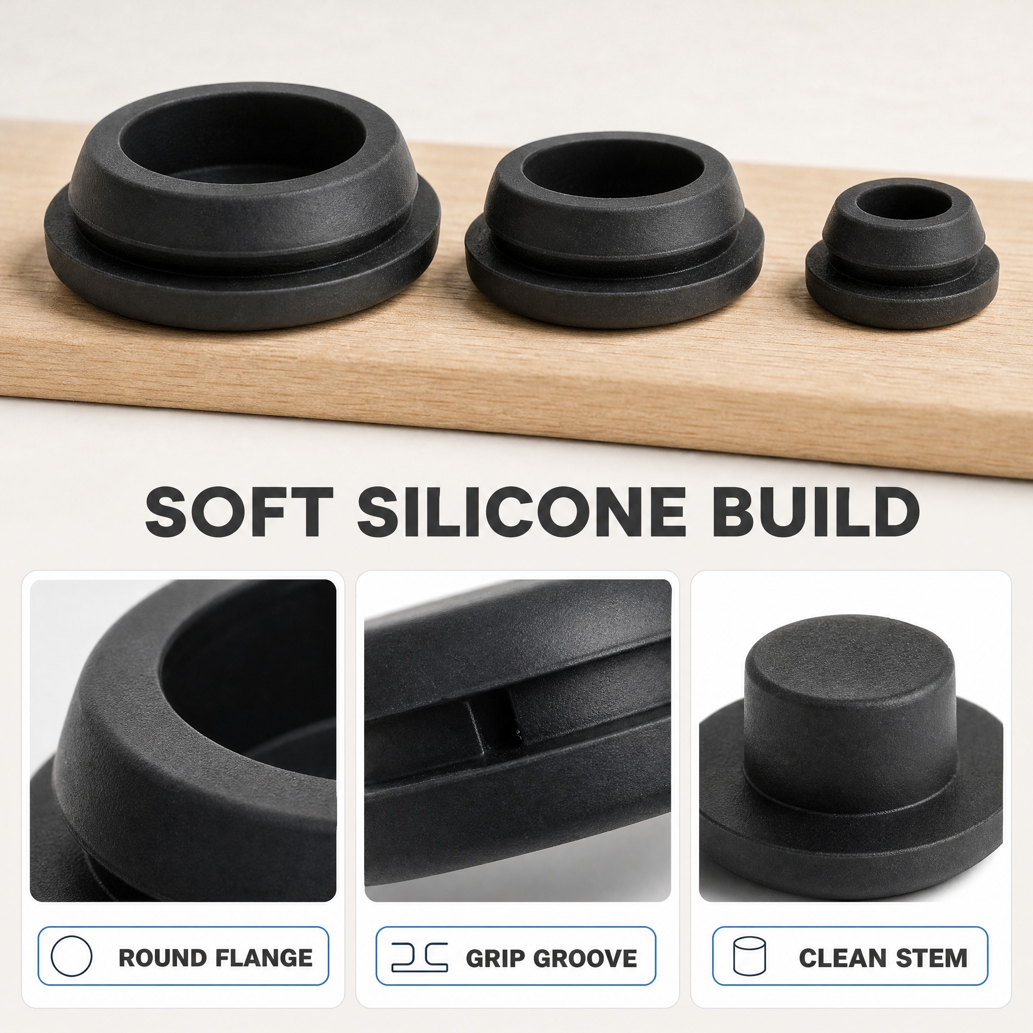 [主图-3] Assorted Black Silicone… - 图片创意预览
