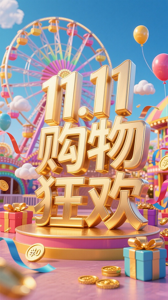 双11促销感创意视觉·游乐场摩天轮主题