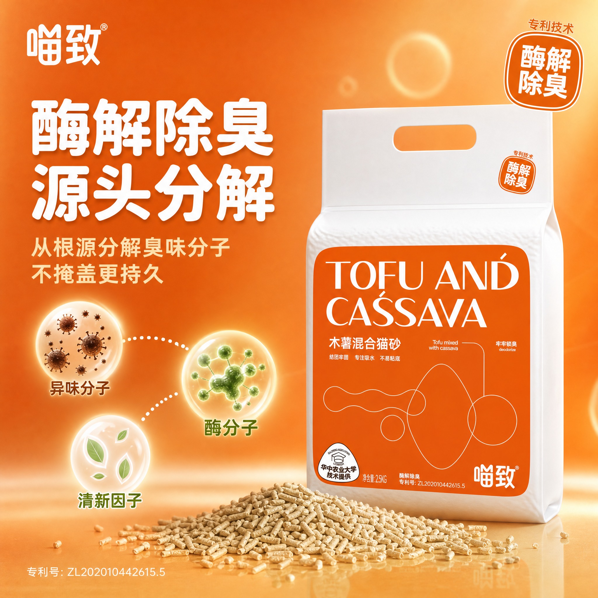 [主图-2] 喵致木薯混合猫砂 首图点击率 酶解除臭专利卖点。… - 图片创意预览