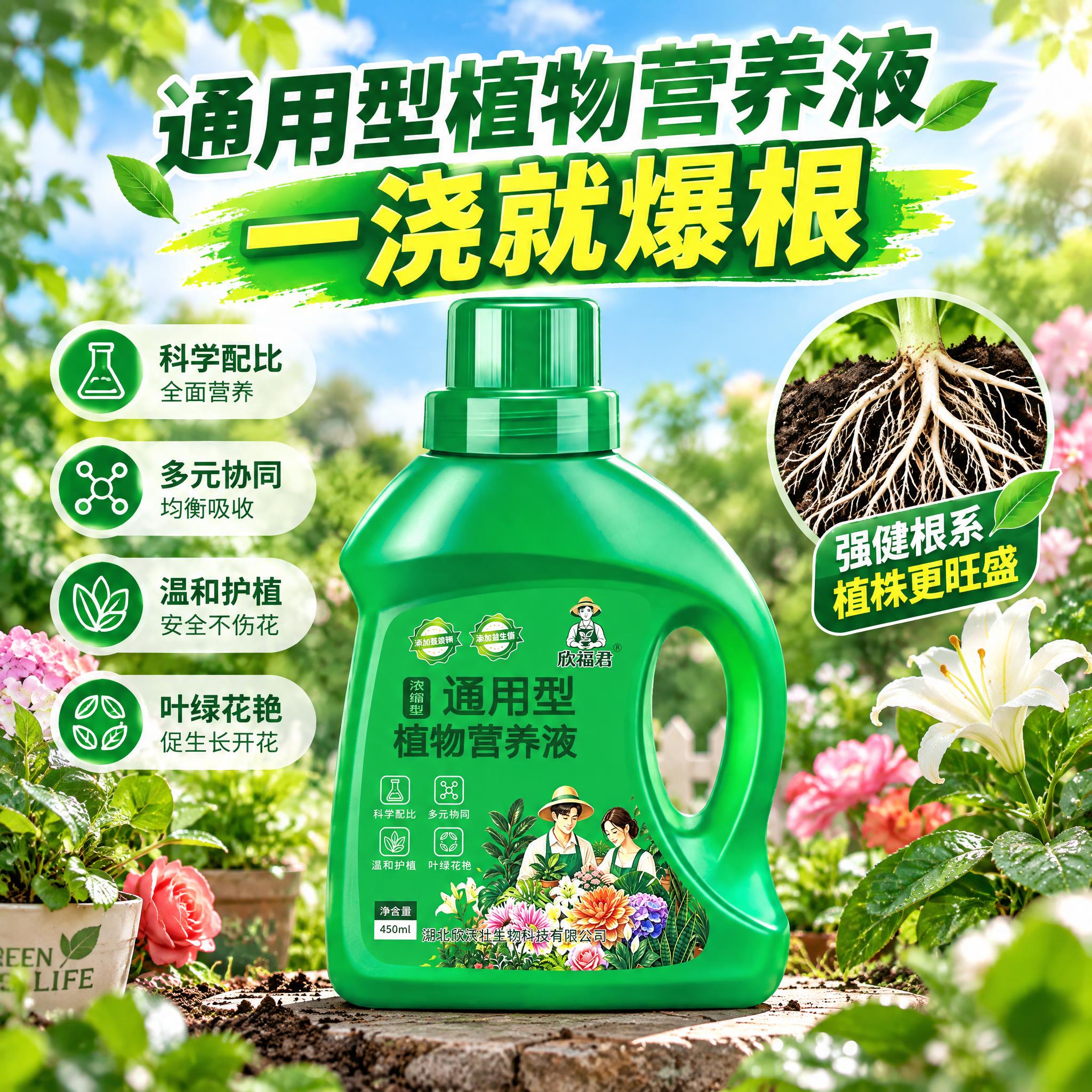 淘宝天猫电商主图，1:1正方形，通用型植物营养液产品主图，画面… - 图片创意预览
