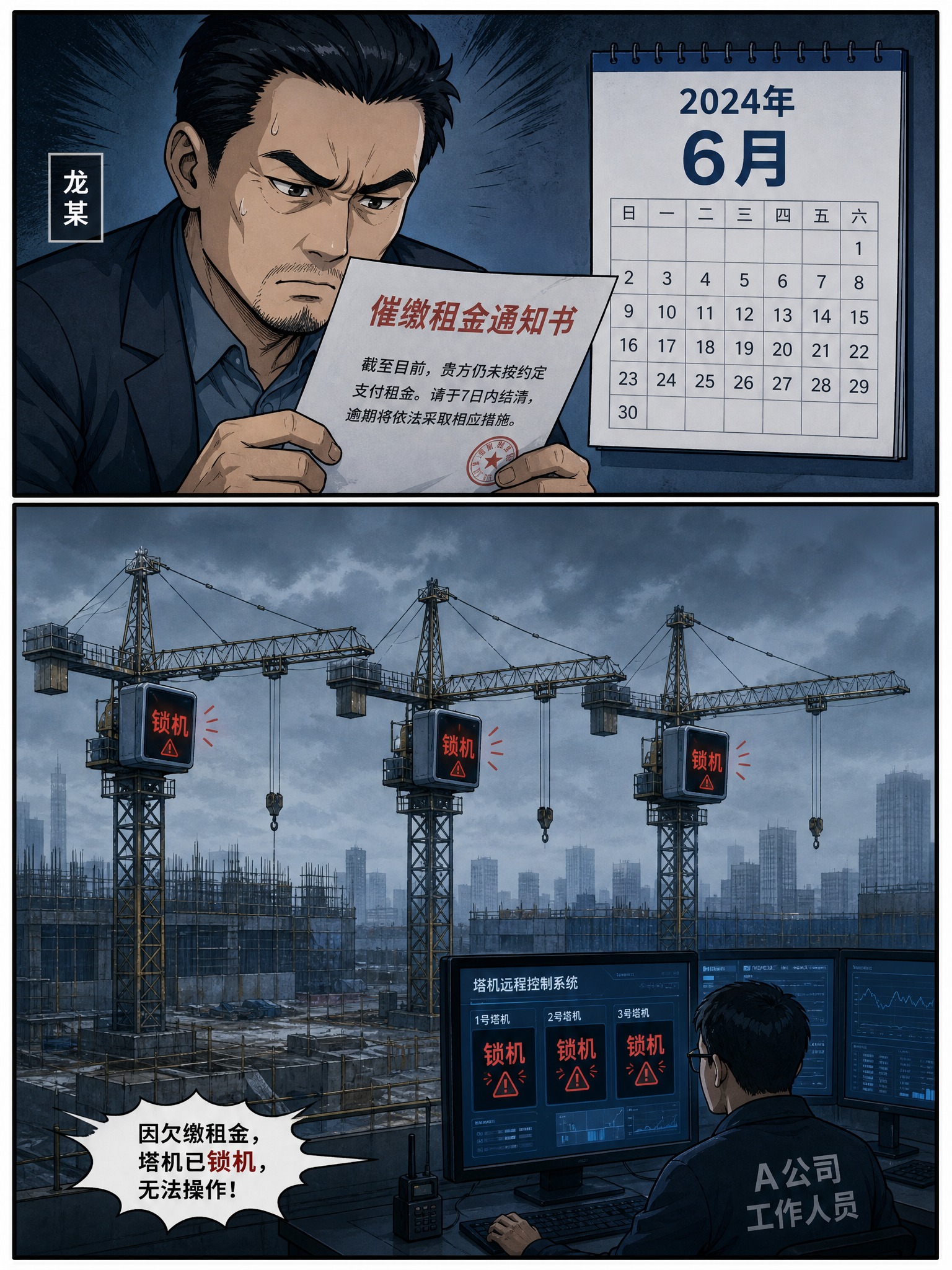 竖版条漫第二格，手绘漫画风格。画面分为上下两部分：上方是龙某拿… - 图片创意预览