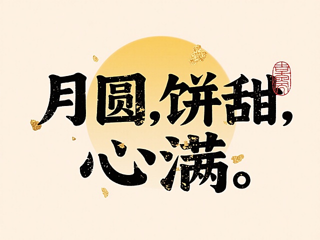 中式国潮风，大字鎏金点缀，中秋佳节温馨祝福。