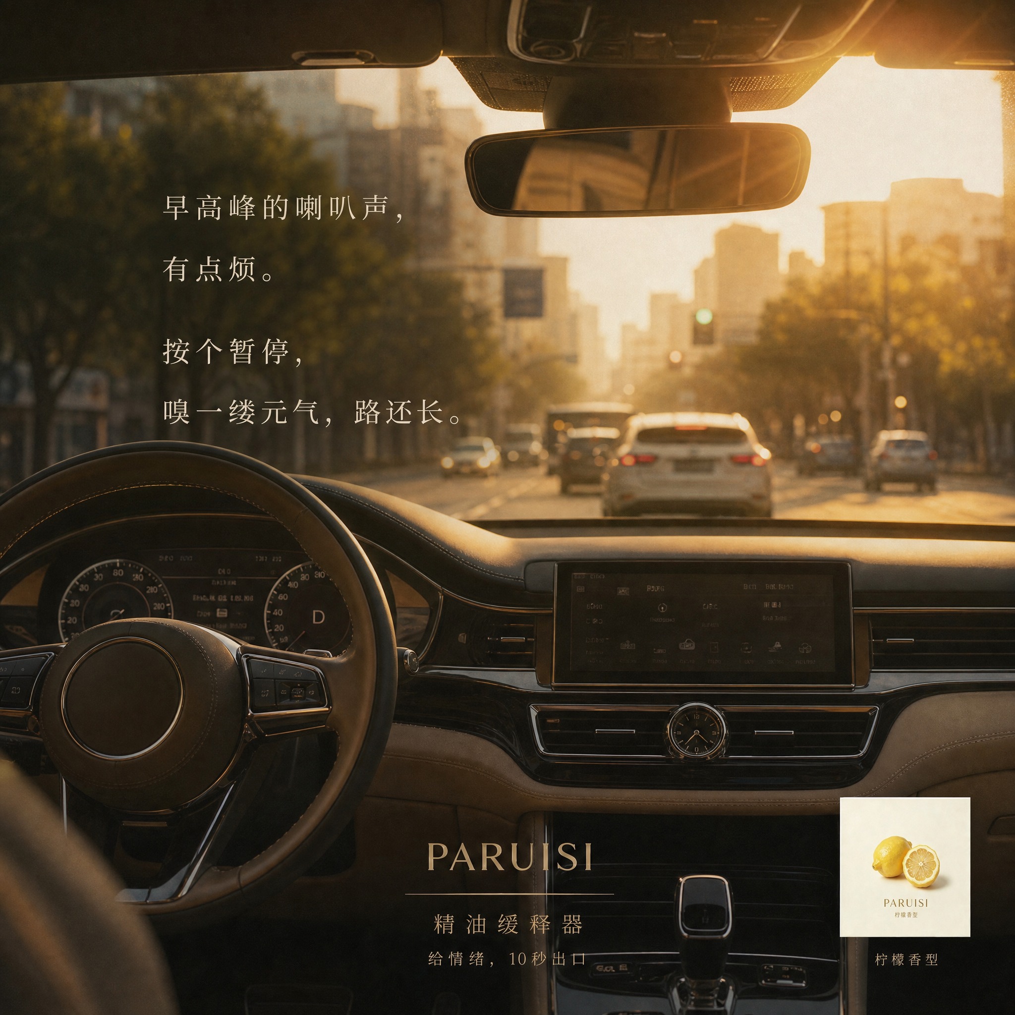 【10秒暂停键 · 堵车时 柠檬（高级车内饰版）】PARUIS… - 图片创意预览