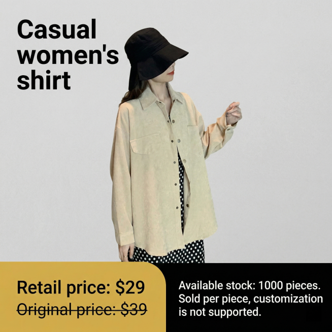 Square casual women's corduroy shirt cross-border promotion poster, 800 * 800 pixels, overall light预览效果