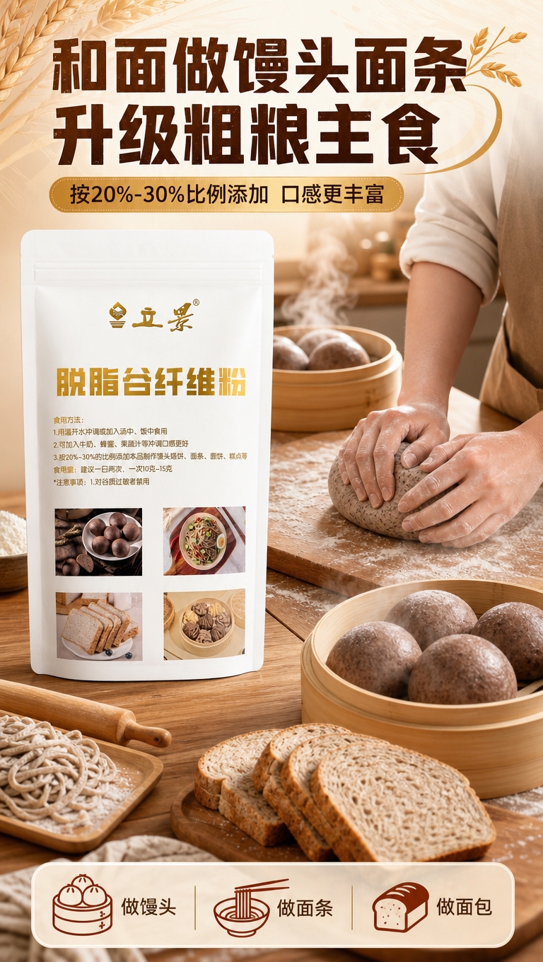 [商品] 使用【图1】立景脱脂谷纤维粉背面包装图；保留白色包装… - 图片创意预览