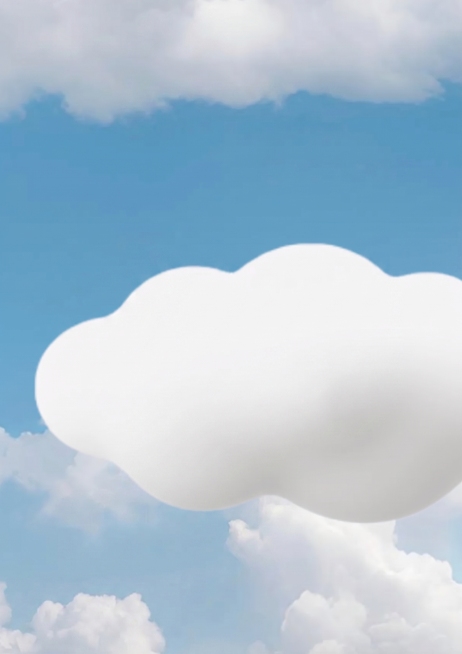 移除图片中所有的文字，移除图中的内裤和左下角粉色布料，保留原图的蓝天白云背景和白色云朵造型，保持整体风格和色调一致预览效果