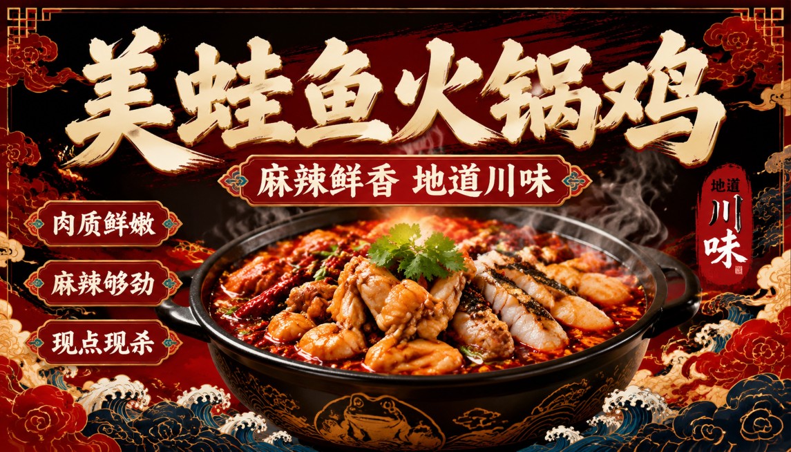 美蛙鱼、火锅鸡 麻辣鲜香 地道川味预览效果